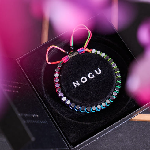 Heiliges Geom | Regenbogen-Hämatit | Einhorn-Silber x Spektrum | Oktaeder-Armband